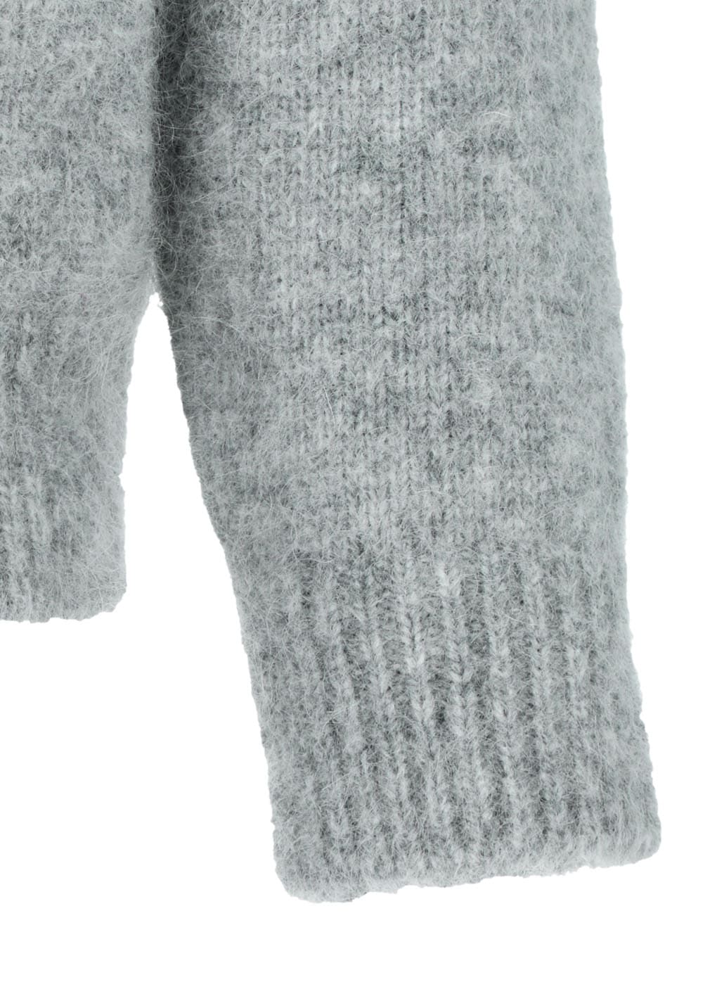hairy rounded pullover, melange grey
