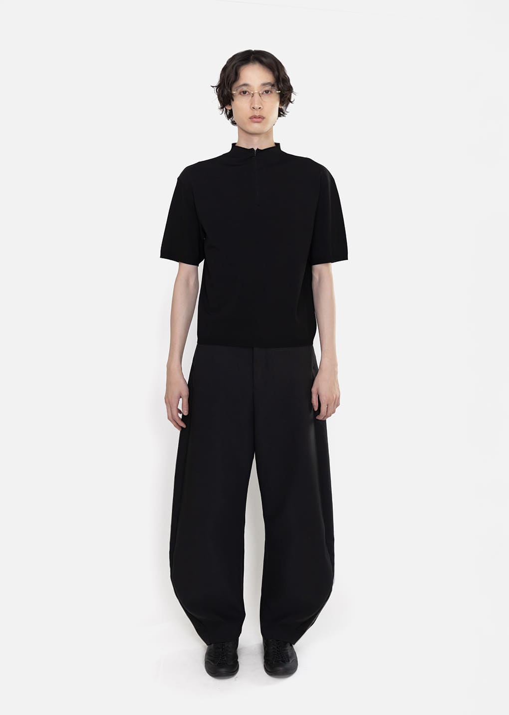 half zip-up knit, black