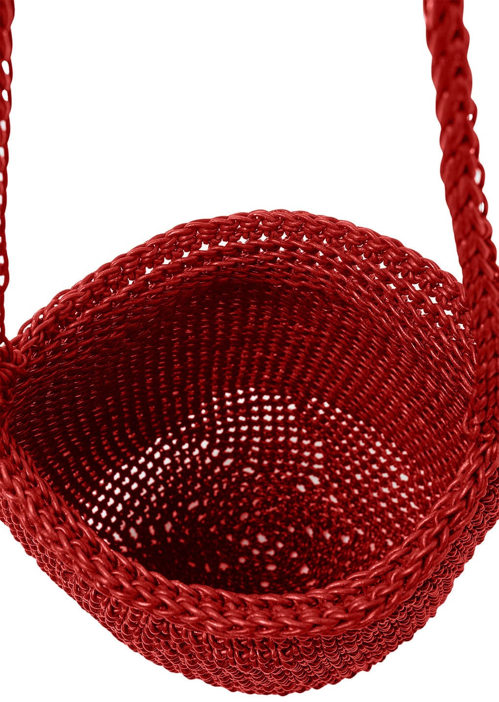 handmade leather net bag, red