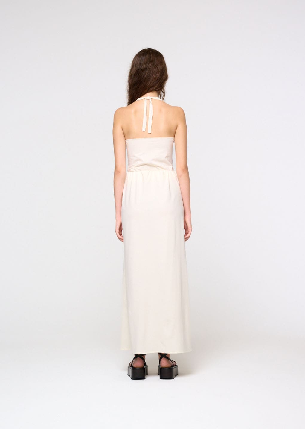 jersey maxi long skirt, ivory