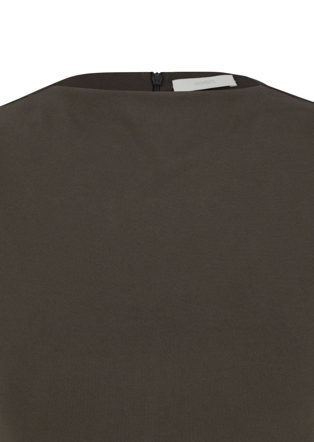 jersey mock neck top, brown