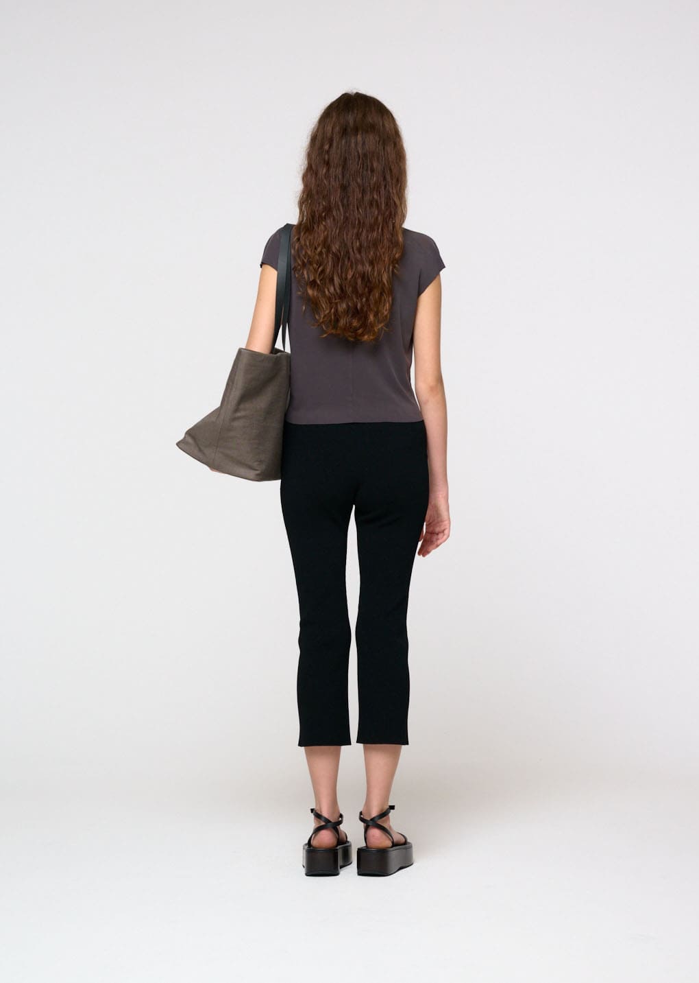 jersey mock neck top, charcoal