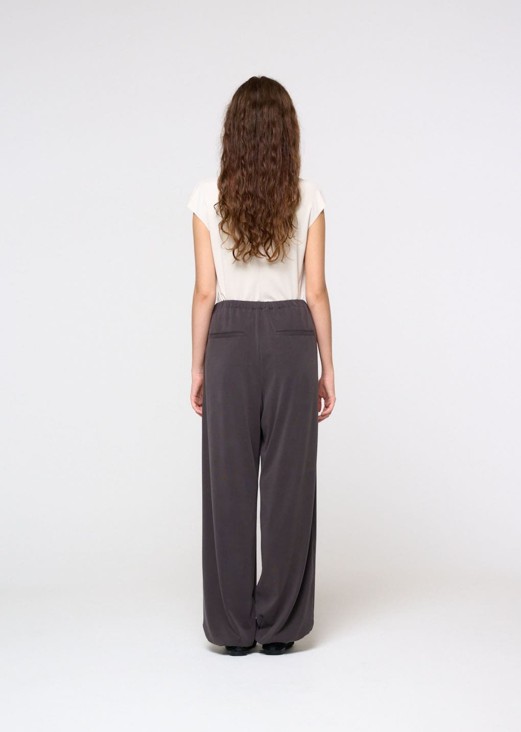 jersey mock neck top, ivory