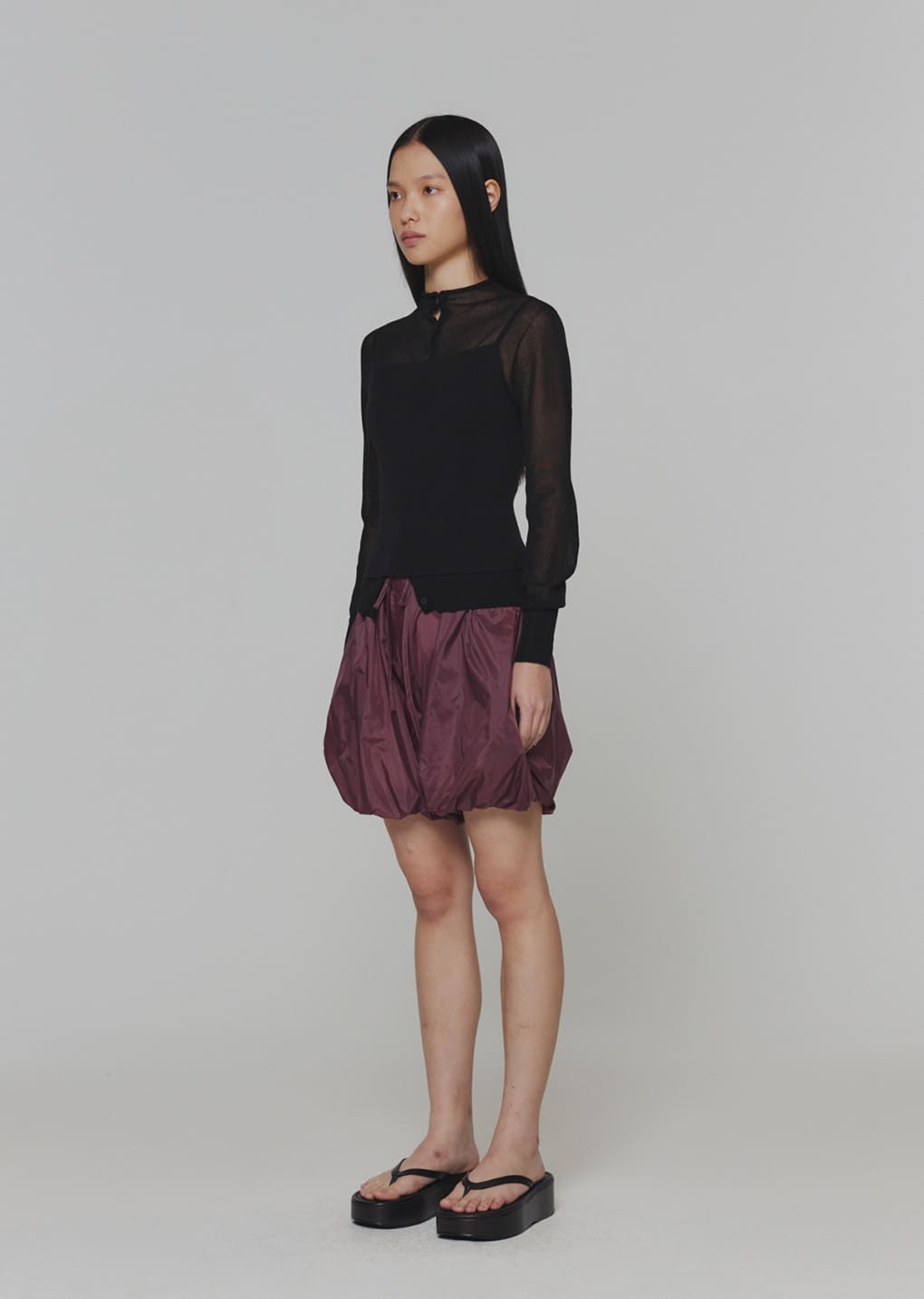knit sleeveless top, black
