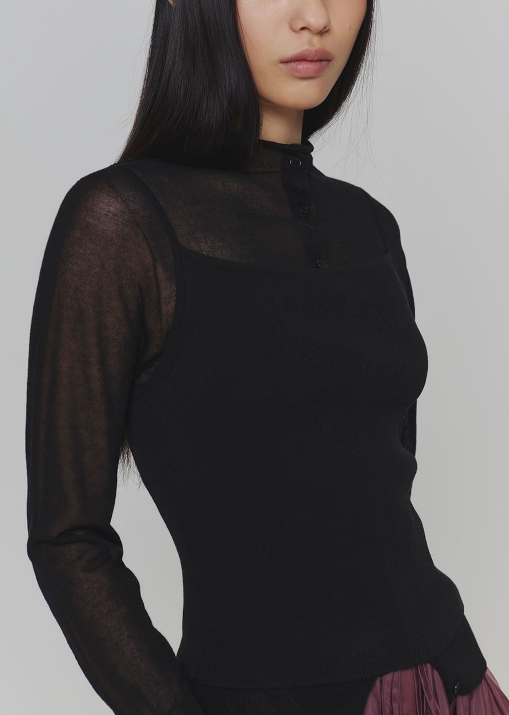 knit sleeveless top, black