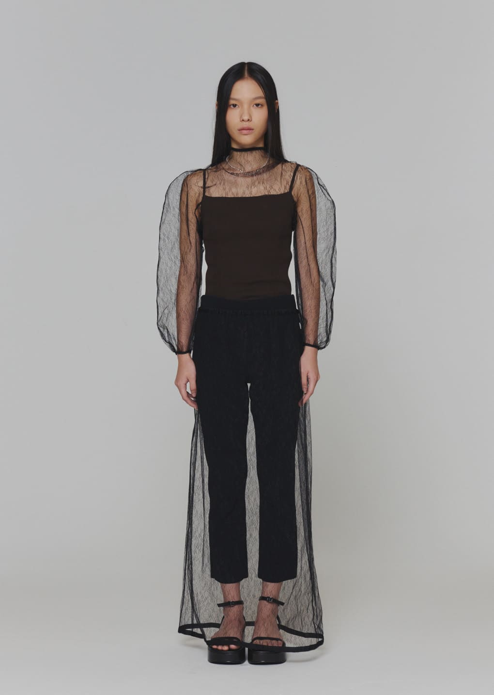 knit sleeveless top, brown hover