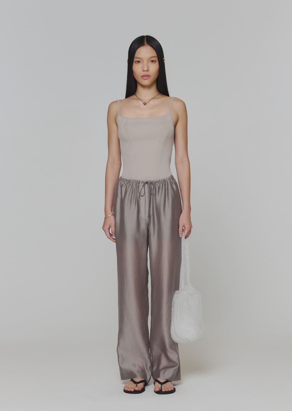 knit sleeveless top, grey hover