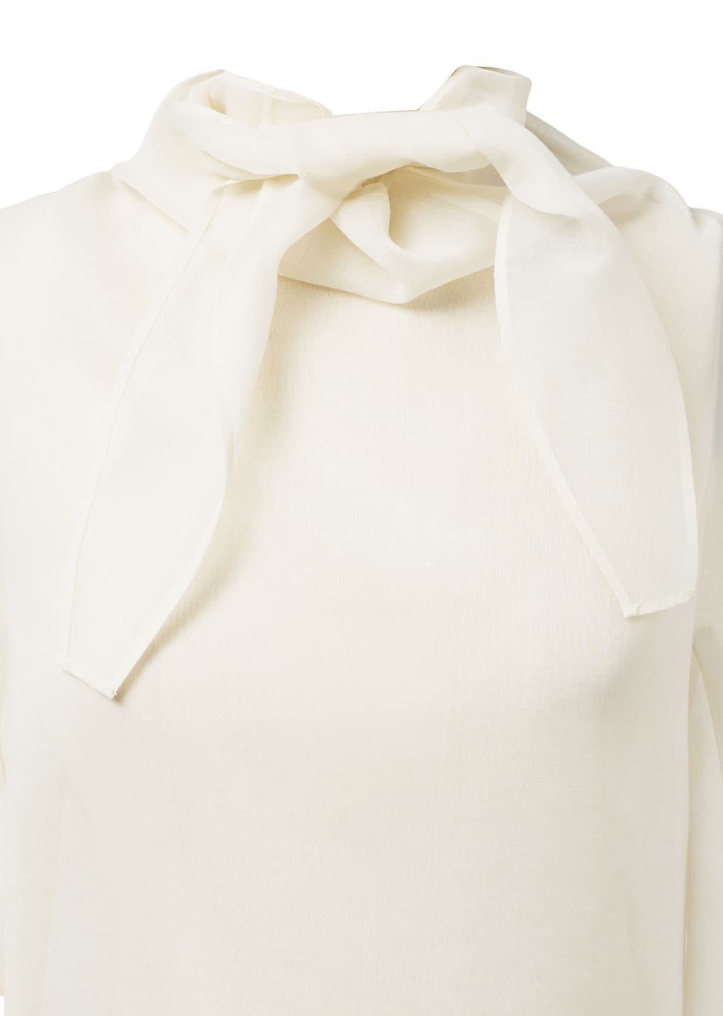 knotted collar top, ivory