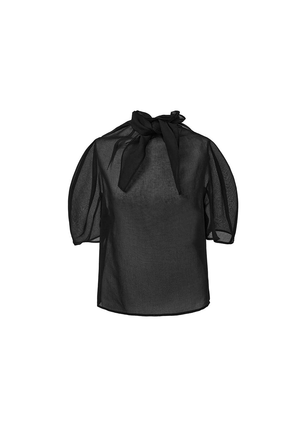 knotted collar top, black