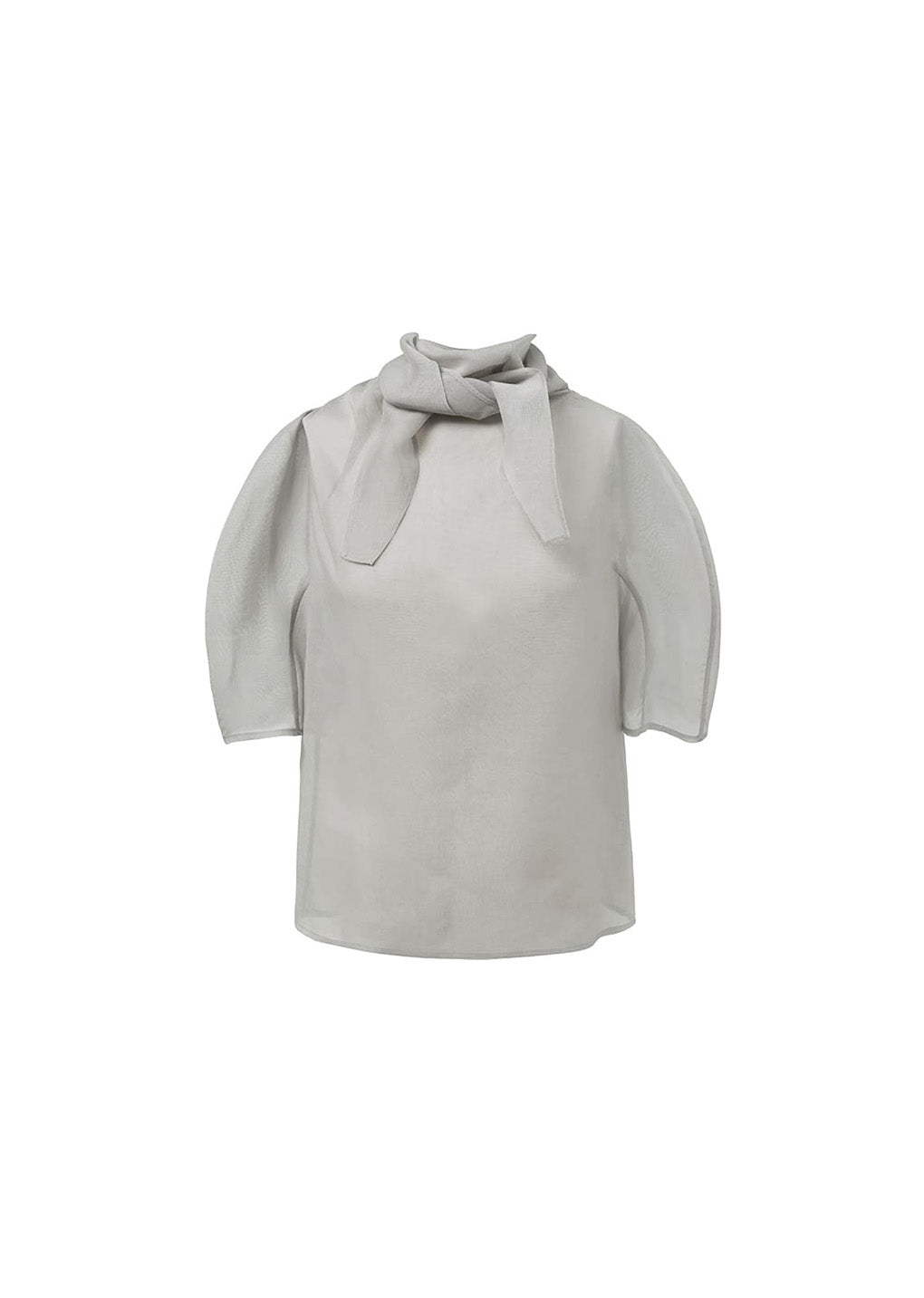 knotted collar top, grey