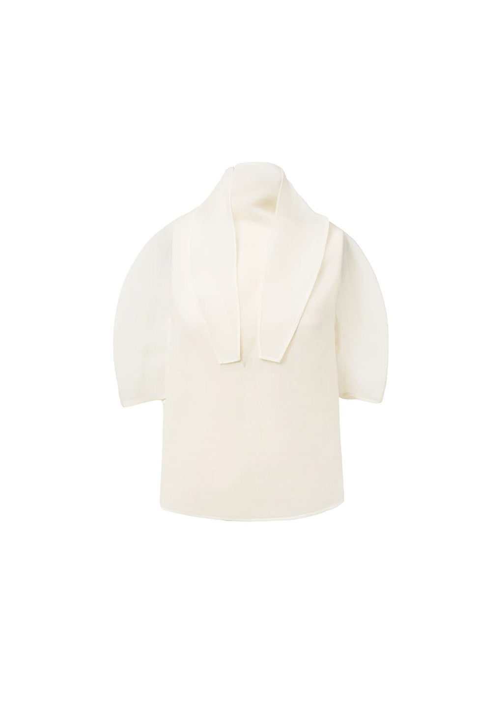 knotted collar top, ivory