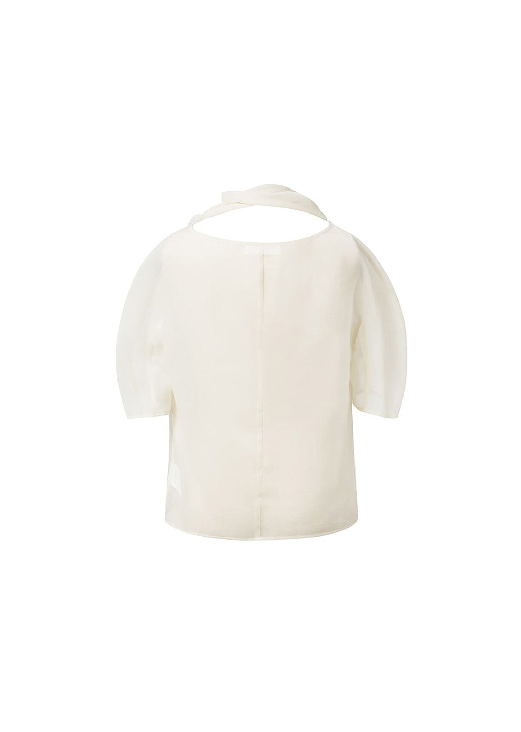 knotted collar top, ivory hover