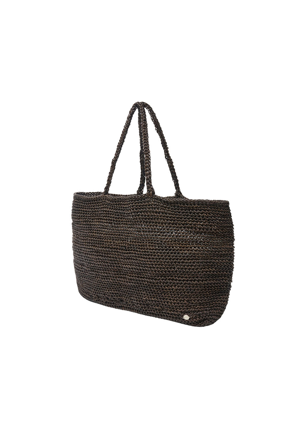 large handmade leather net bag, brown