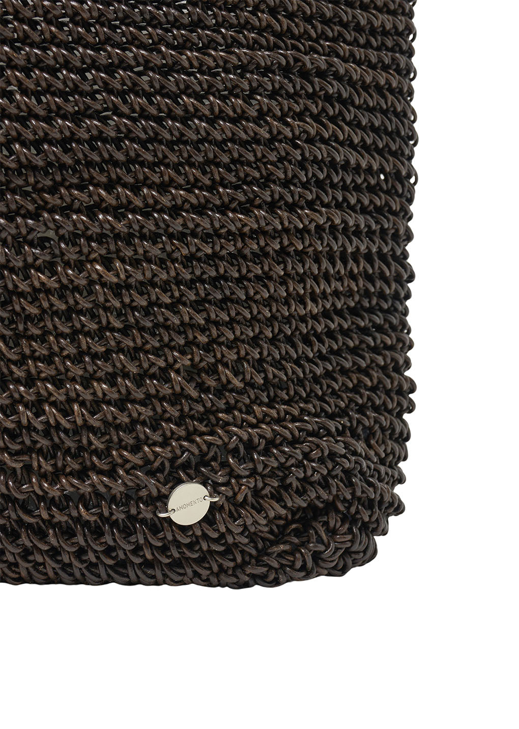 large handmade leather net bag, brown