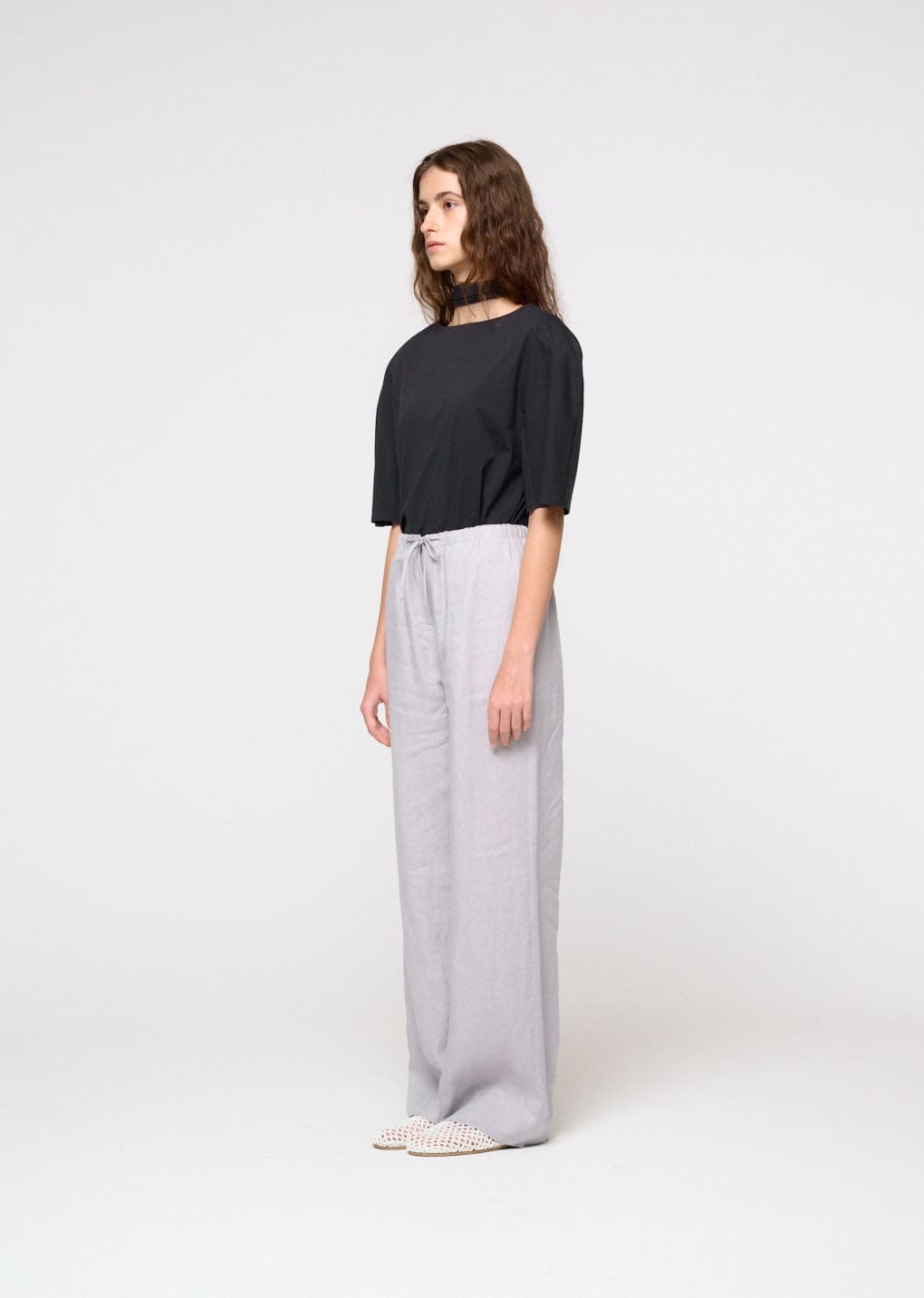 linen banding pants, light grey