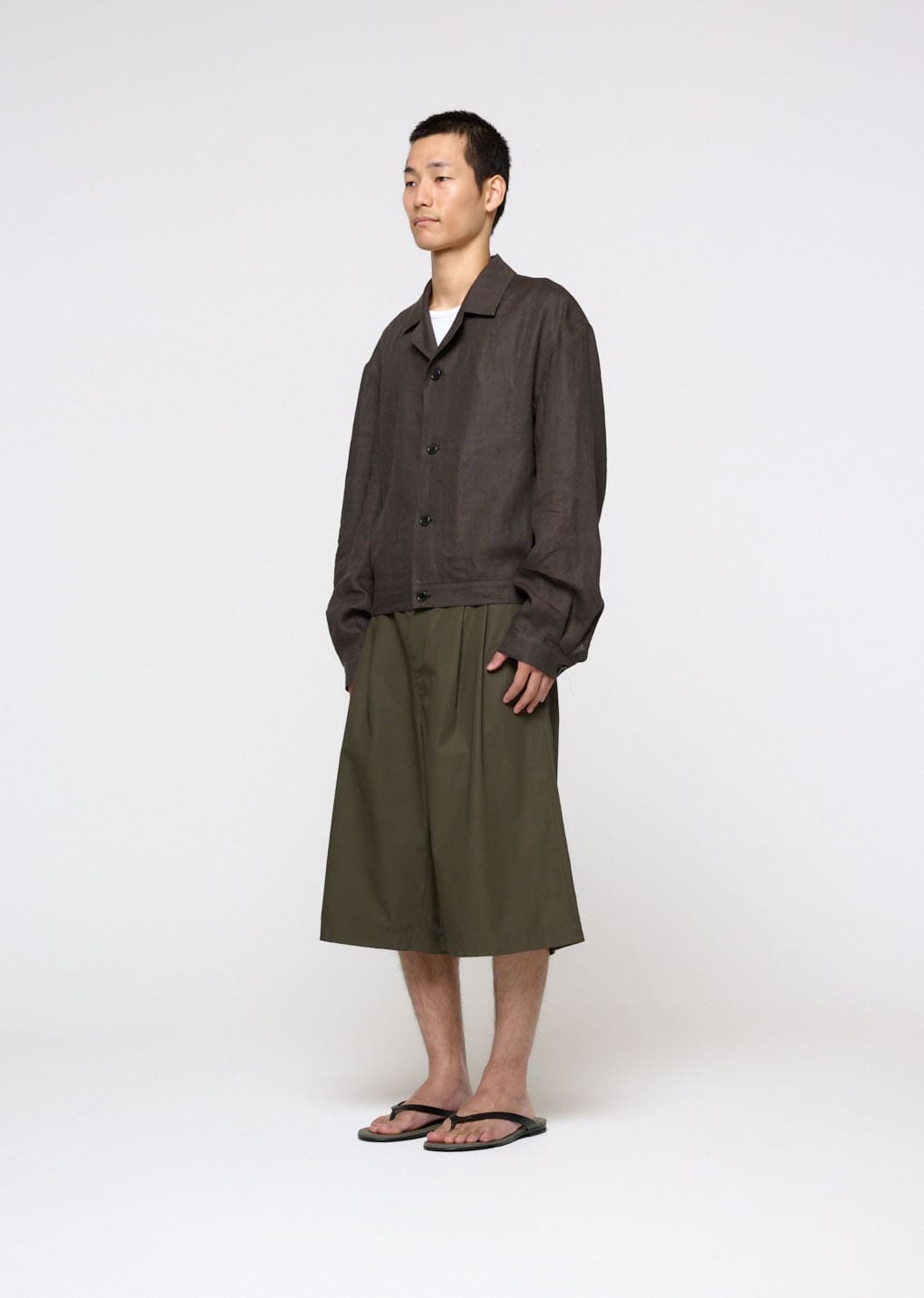 linen crop jacket, khaki grey