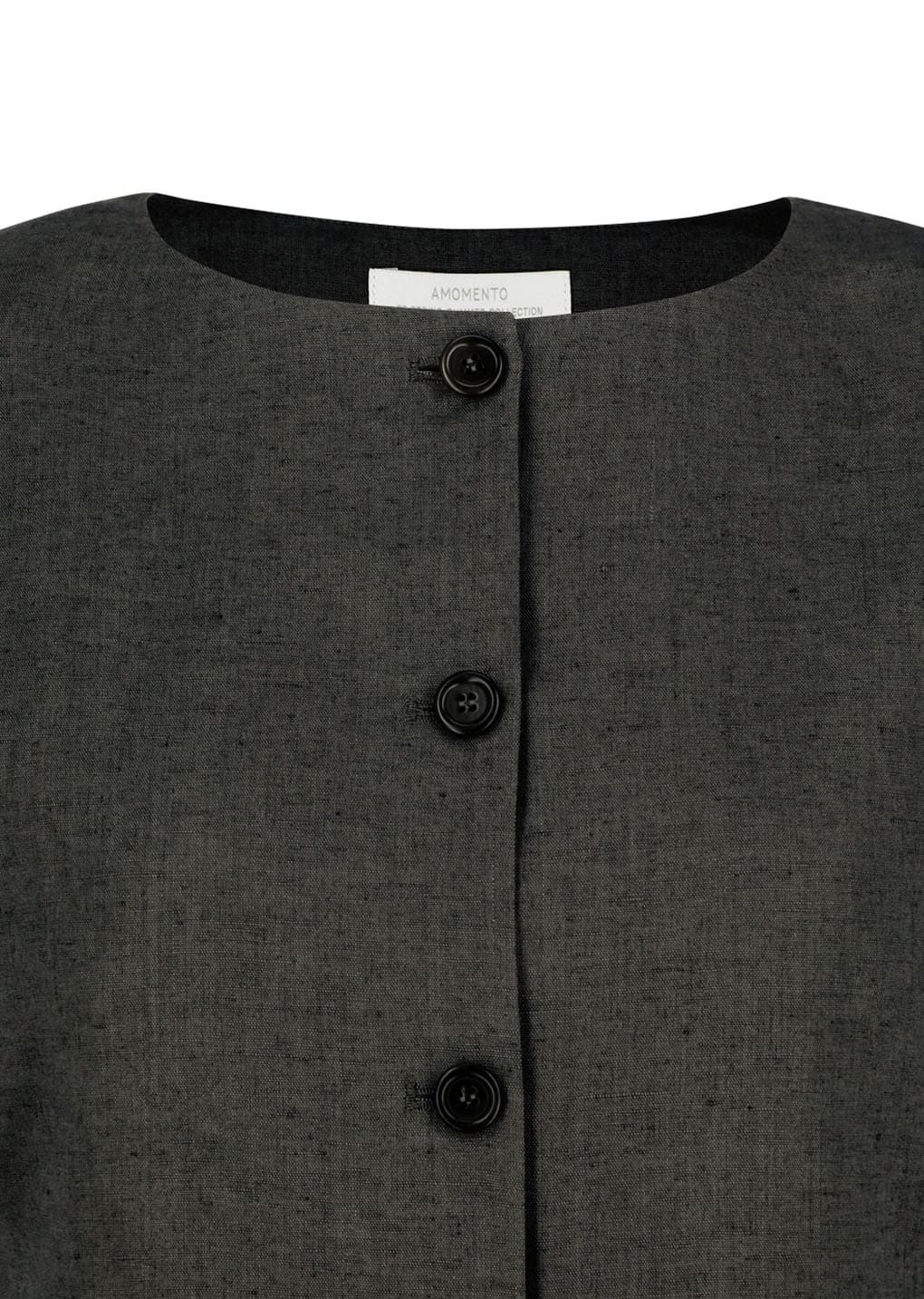 linen curved vest, khaki grey