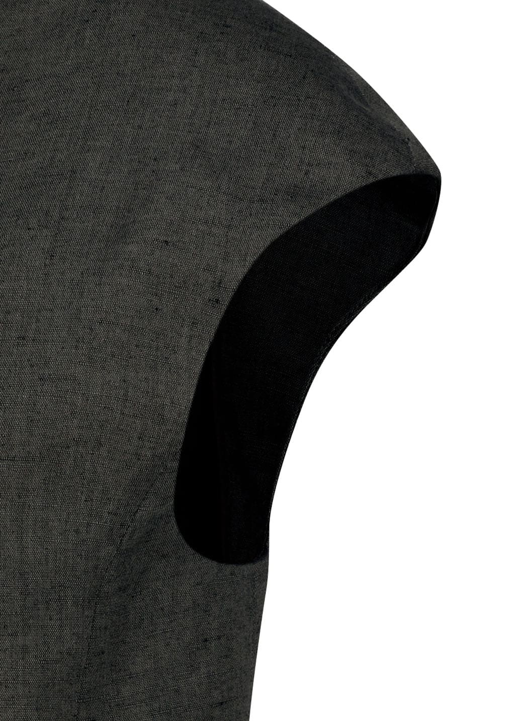 linen curved vest, khaki grey