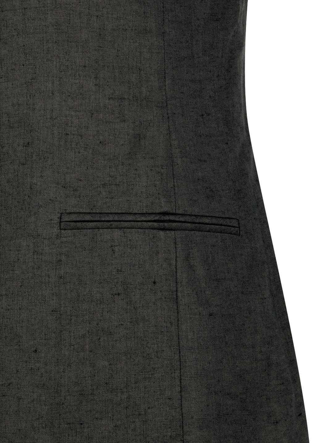 linen curved vest, khaki grey