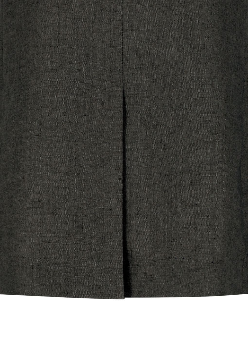 linen curved vest, khaki grey