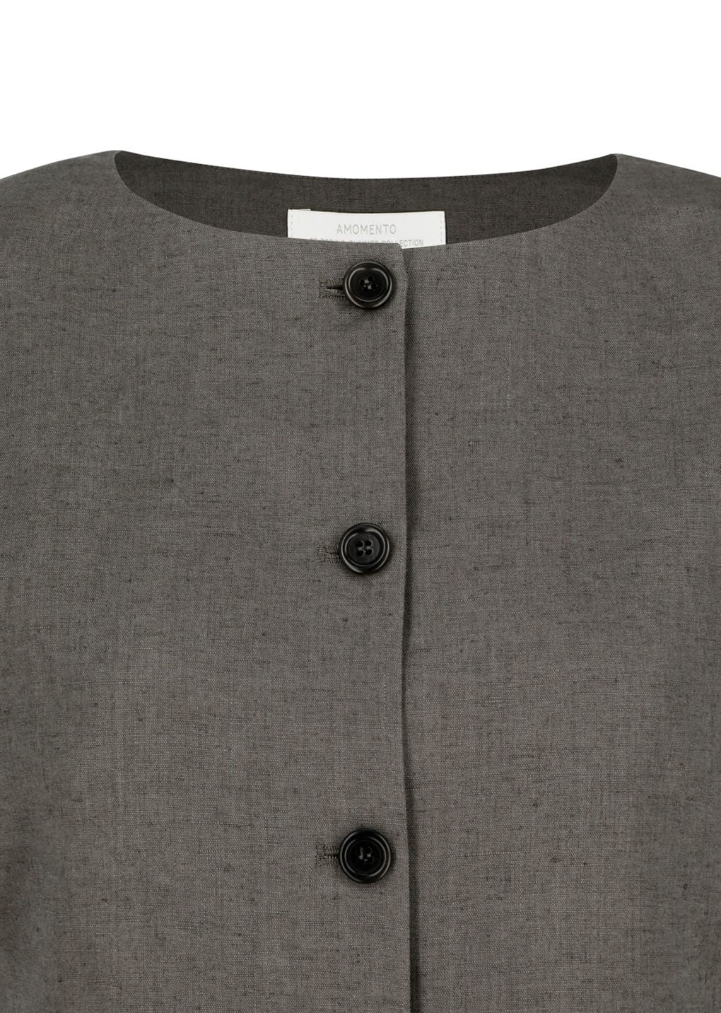 linen curved vest, khaki