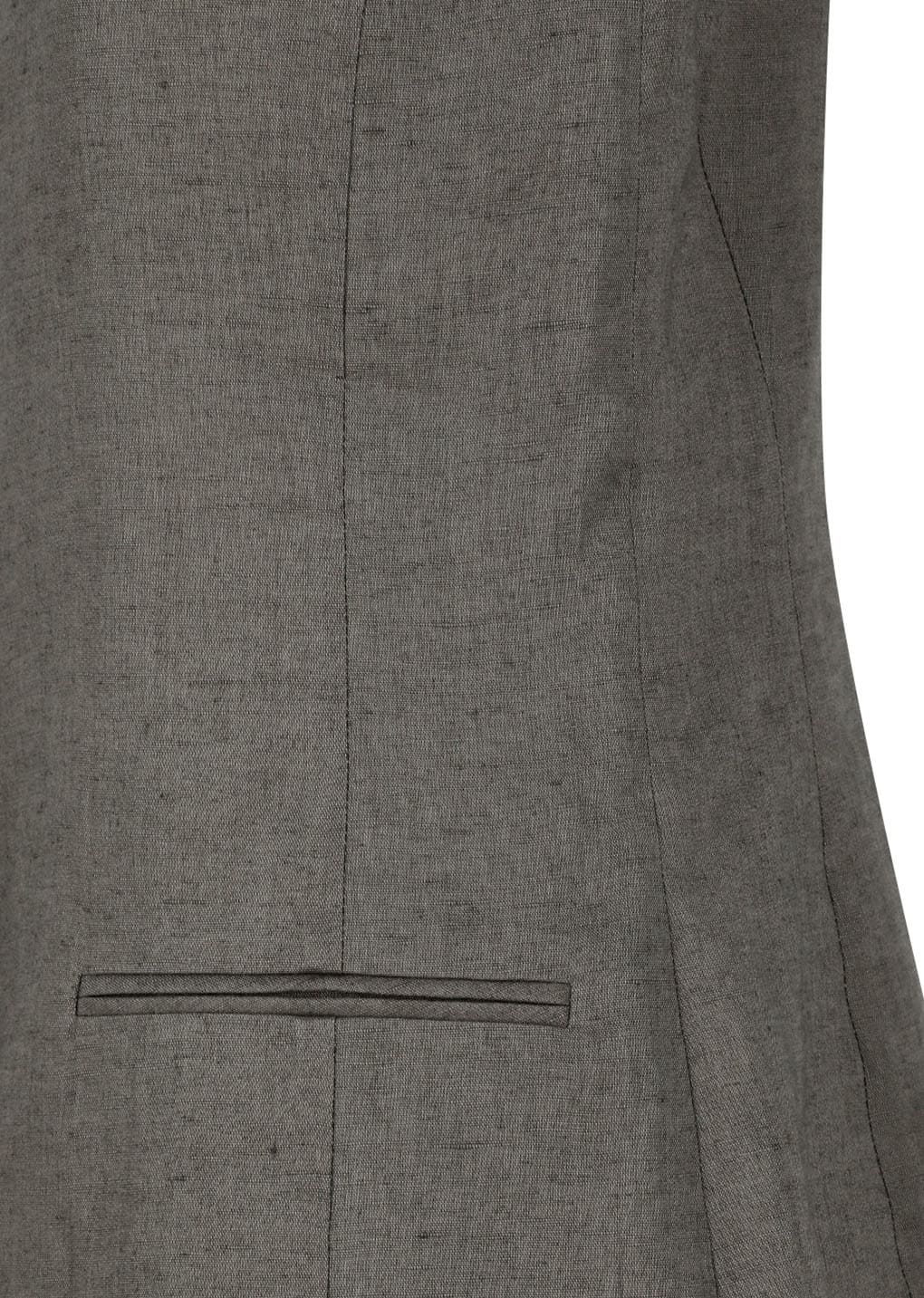 linen curved vest, khaki