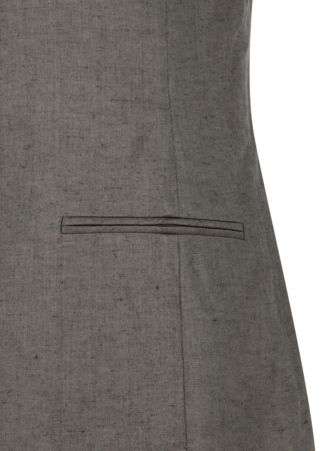 linen curved vest, khaki