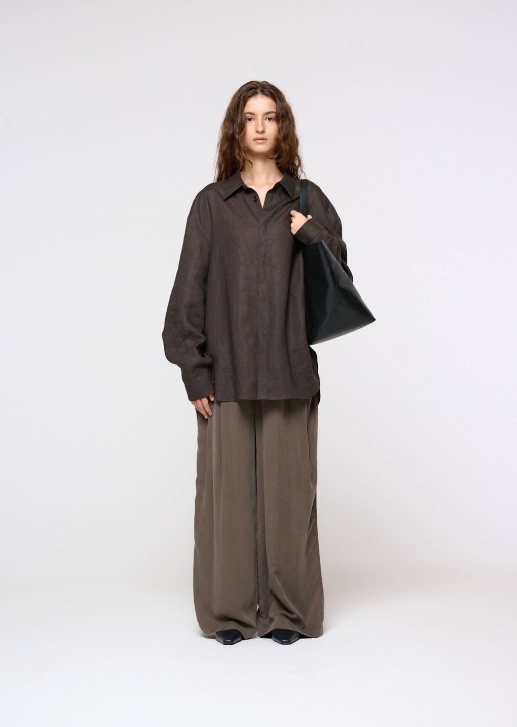 linen oversized shirt, khaki grey