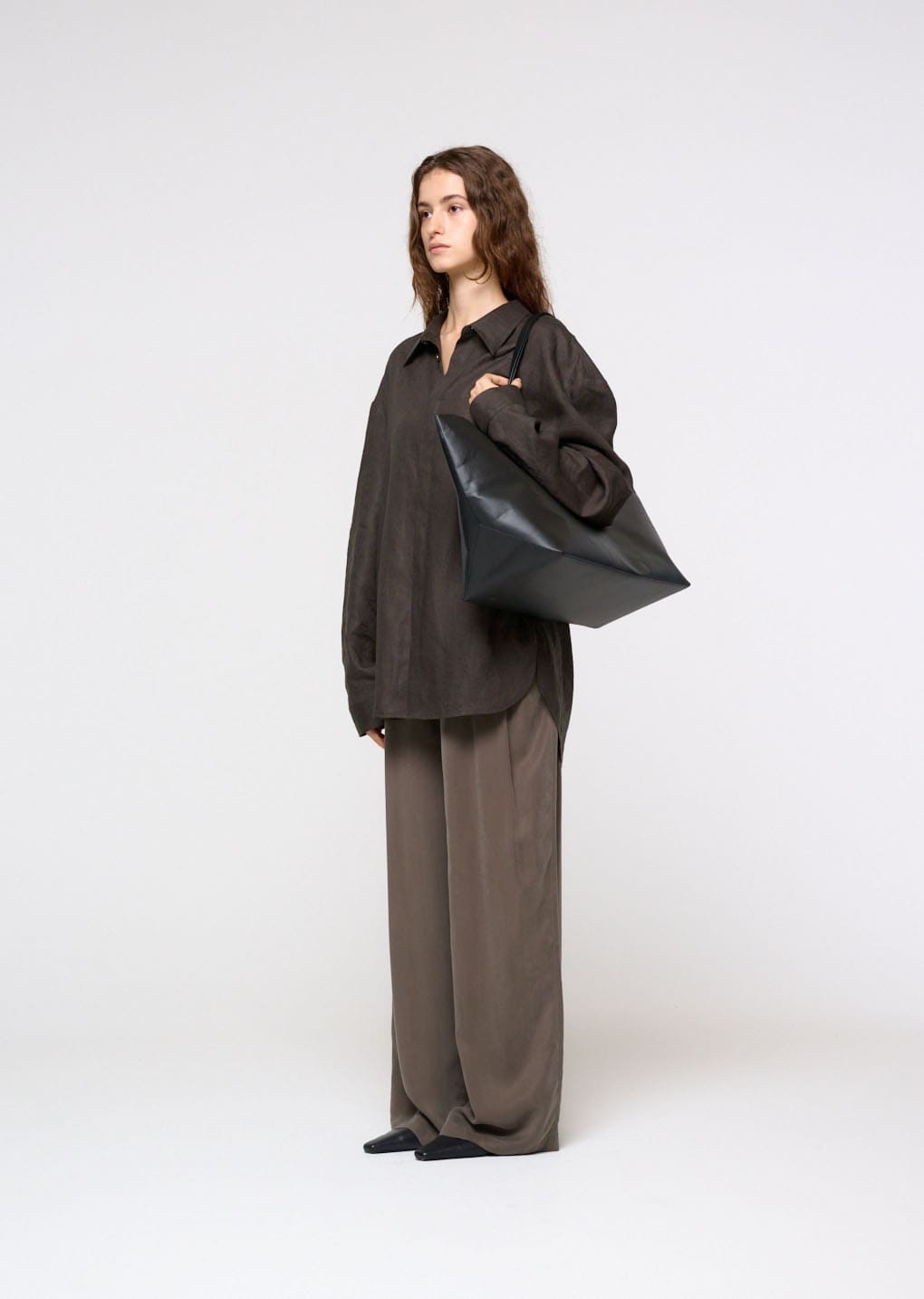 linen oversized shirt, khaki grey