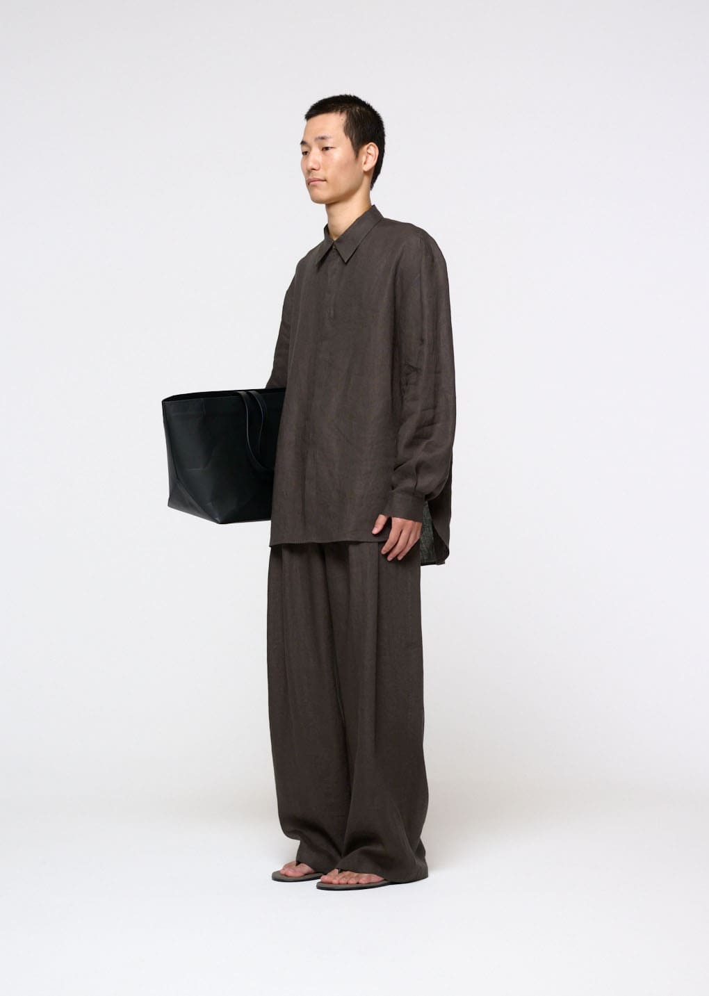 linen oversized shirt, khaki grey
