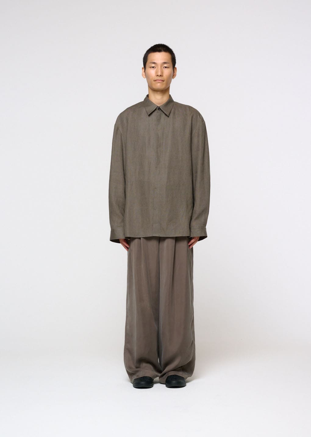 linen oversized shirt, khaki
