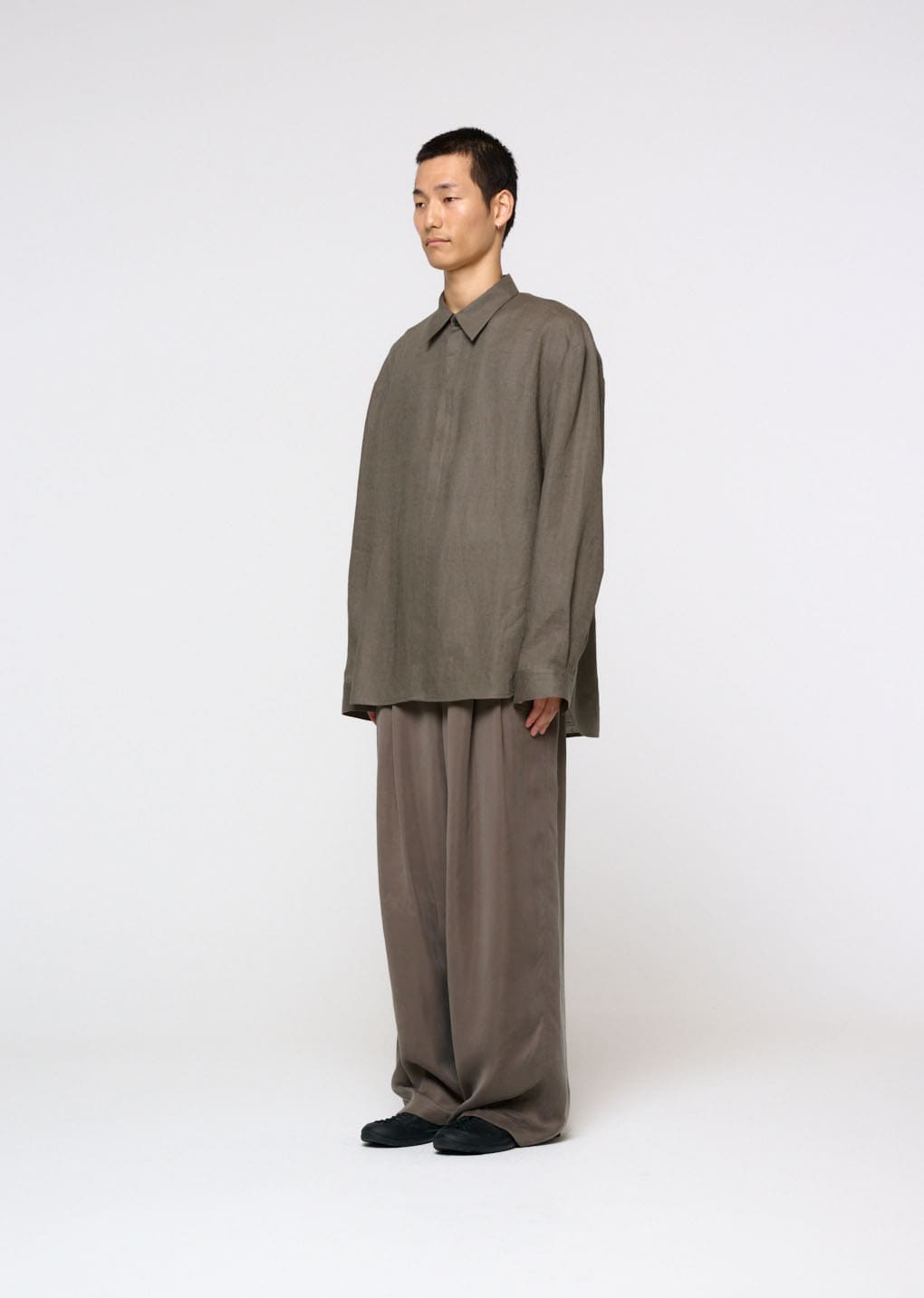 linen oversized shirt, khaki