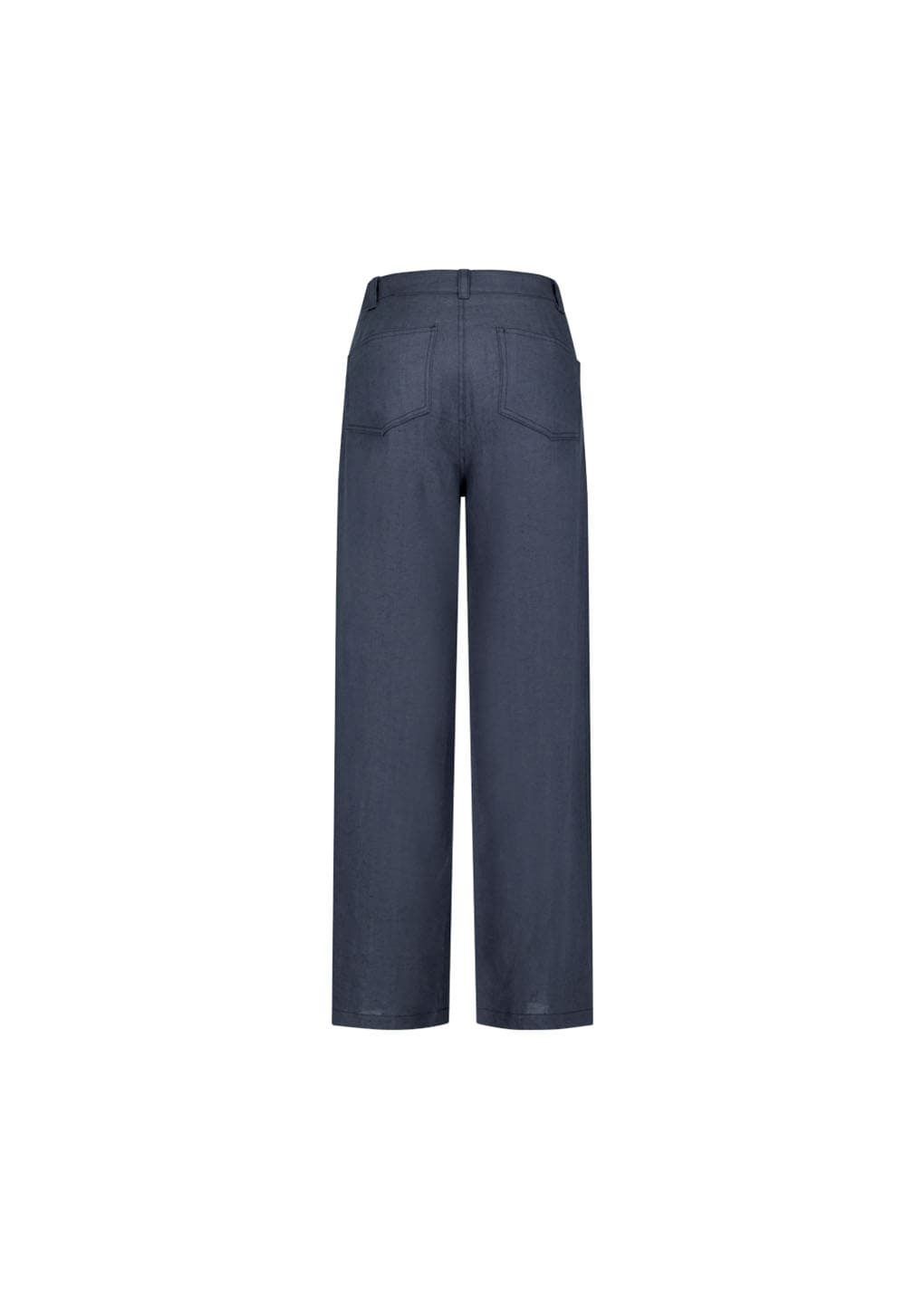 linen straight pants, blue