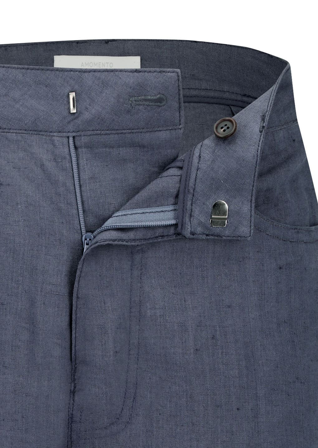 linen straight pants, blue