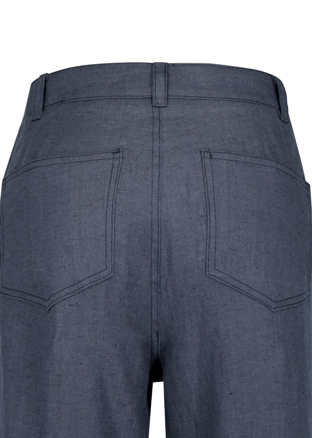 linen straight pants, blue