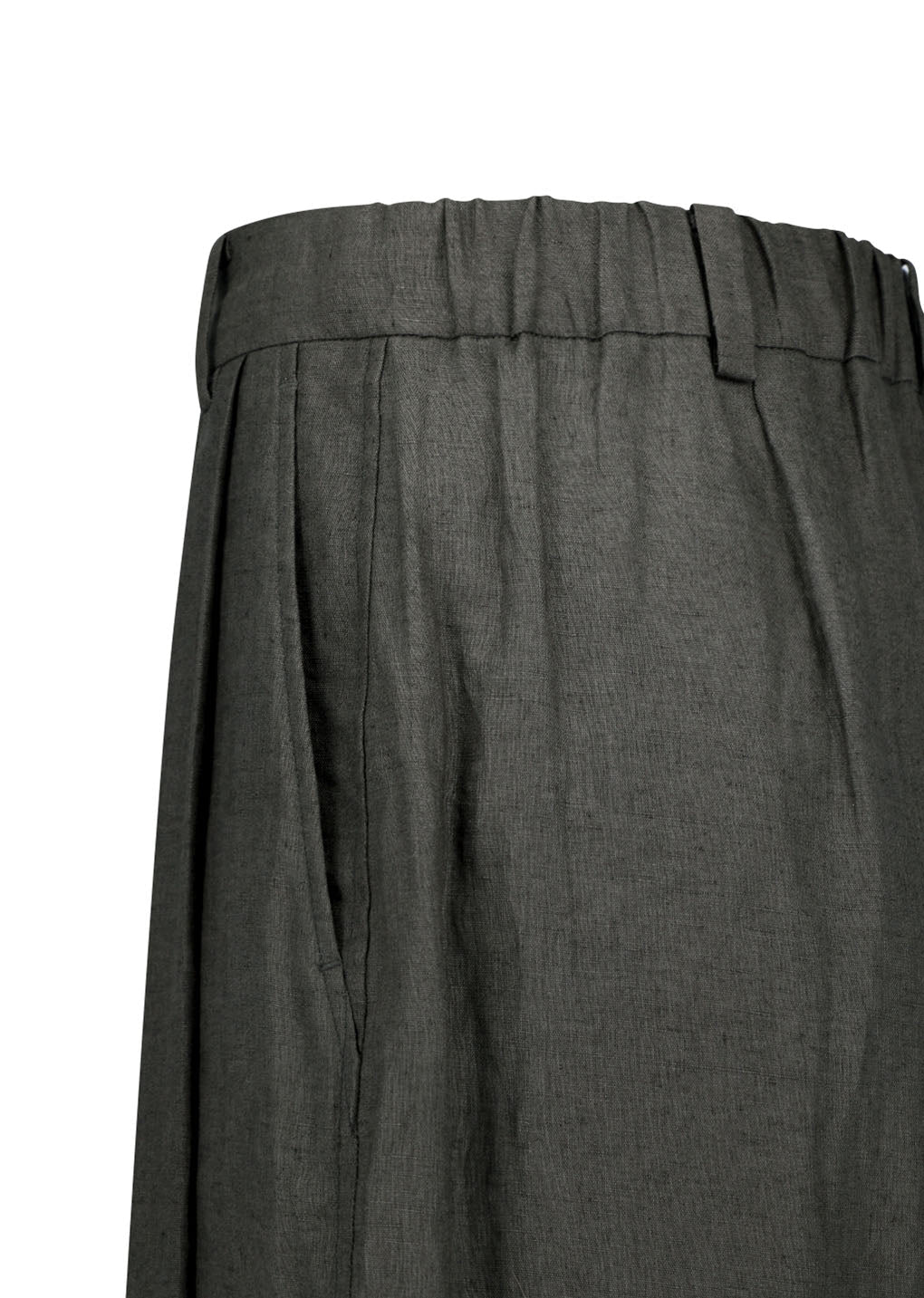 linen two tuck wide pants, khaki grey