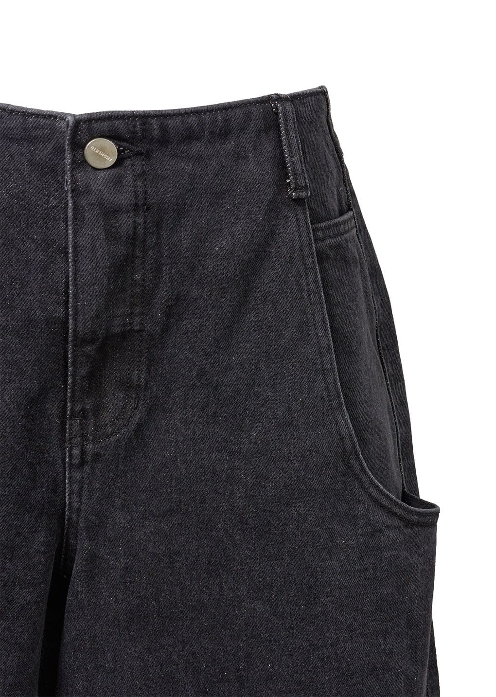 men's cut-out pocket denim shorts, black