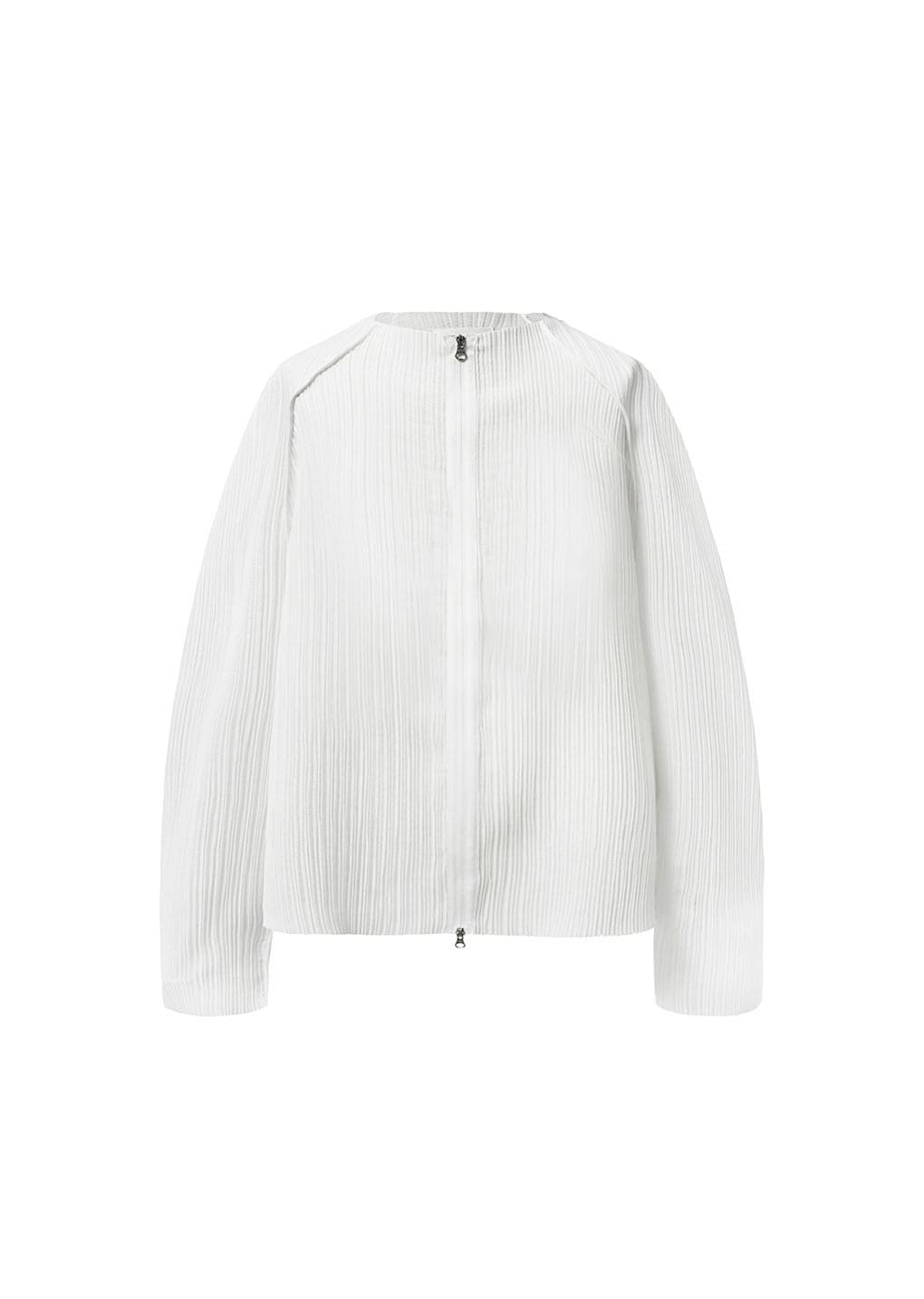 men's pleats zip up jumper, white