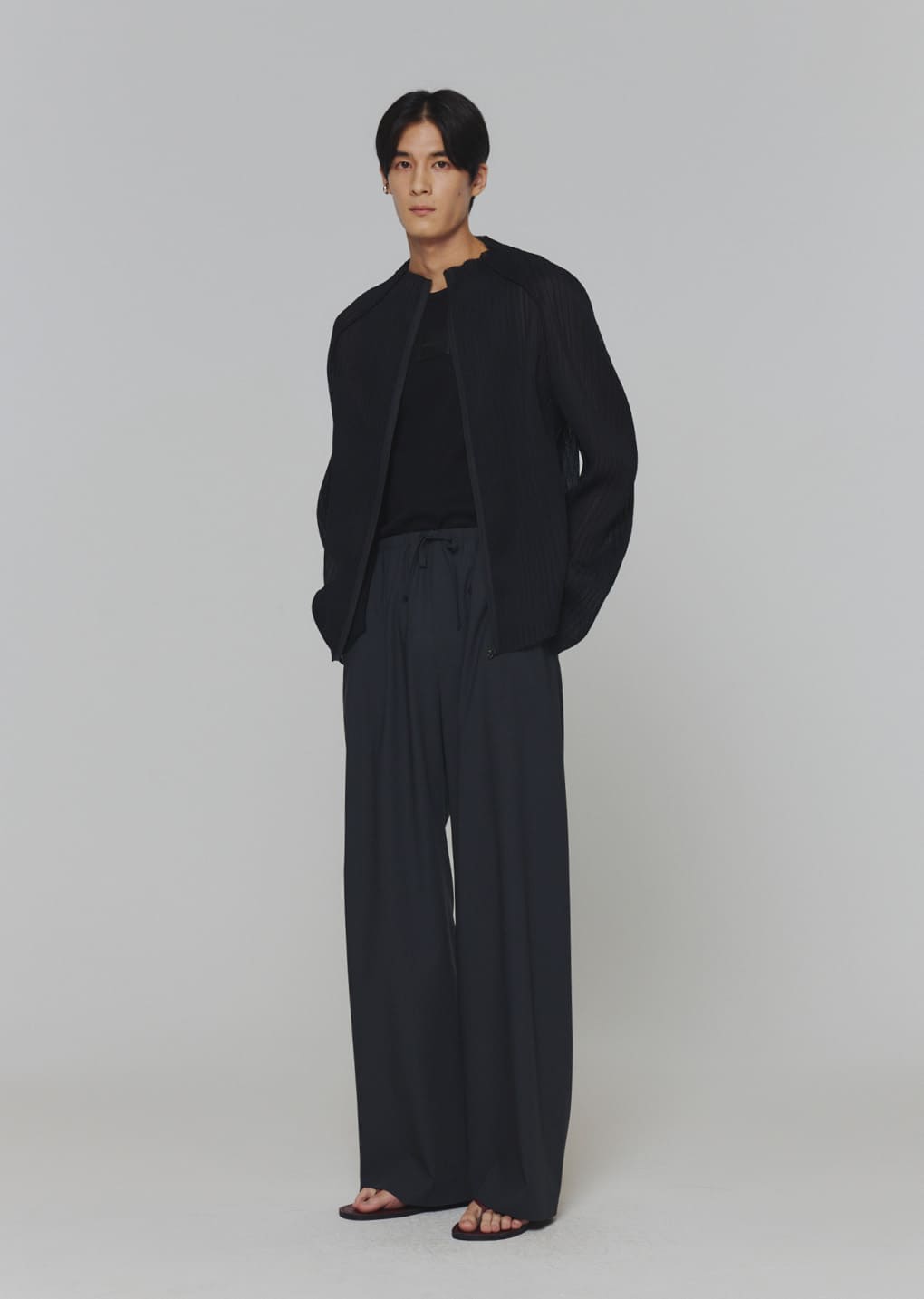 men's wool banding pants, charcoal