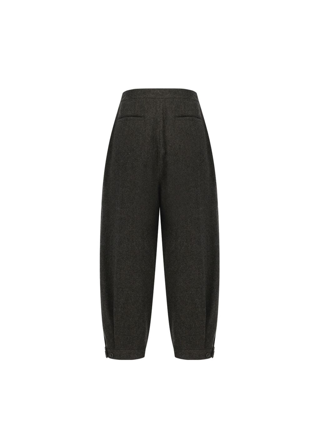 mens wool shirring pants, dark brown