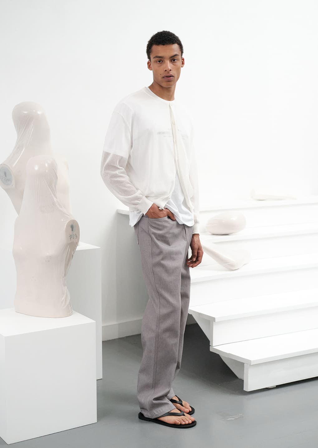 men's indigo denim, light grey