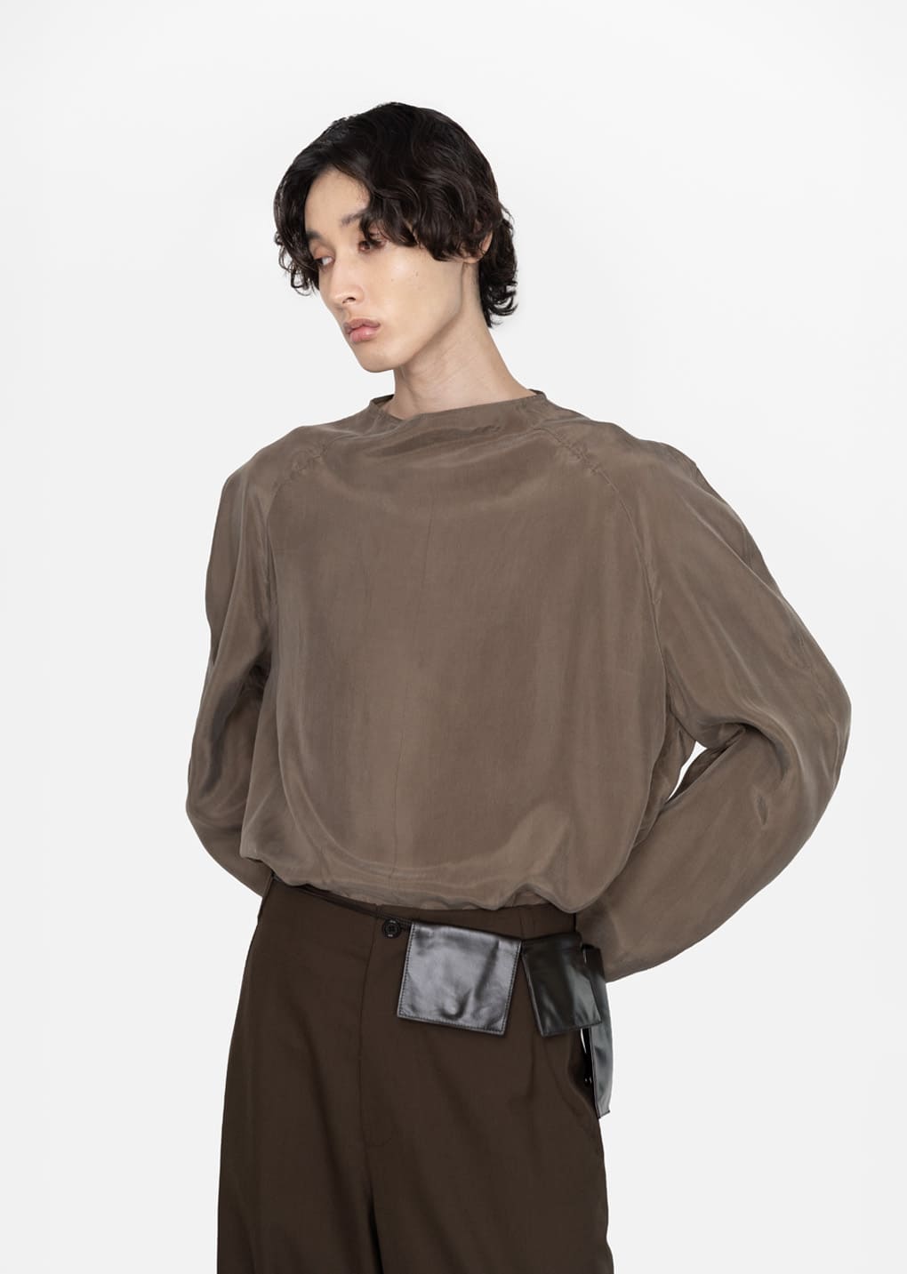 men's raglan cupro top, khaki