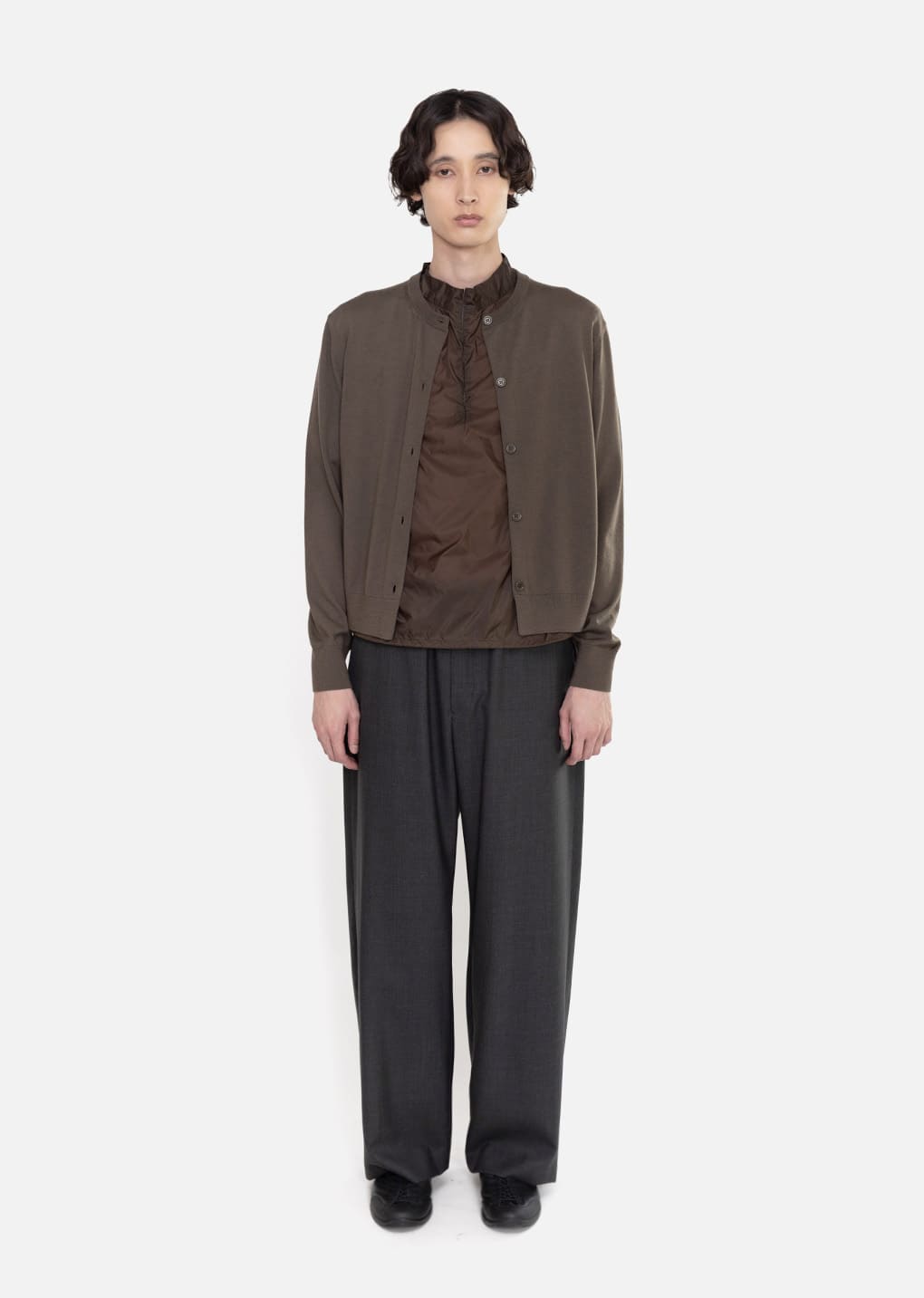 men's wool banding pants, charcoal