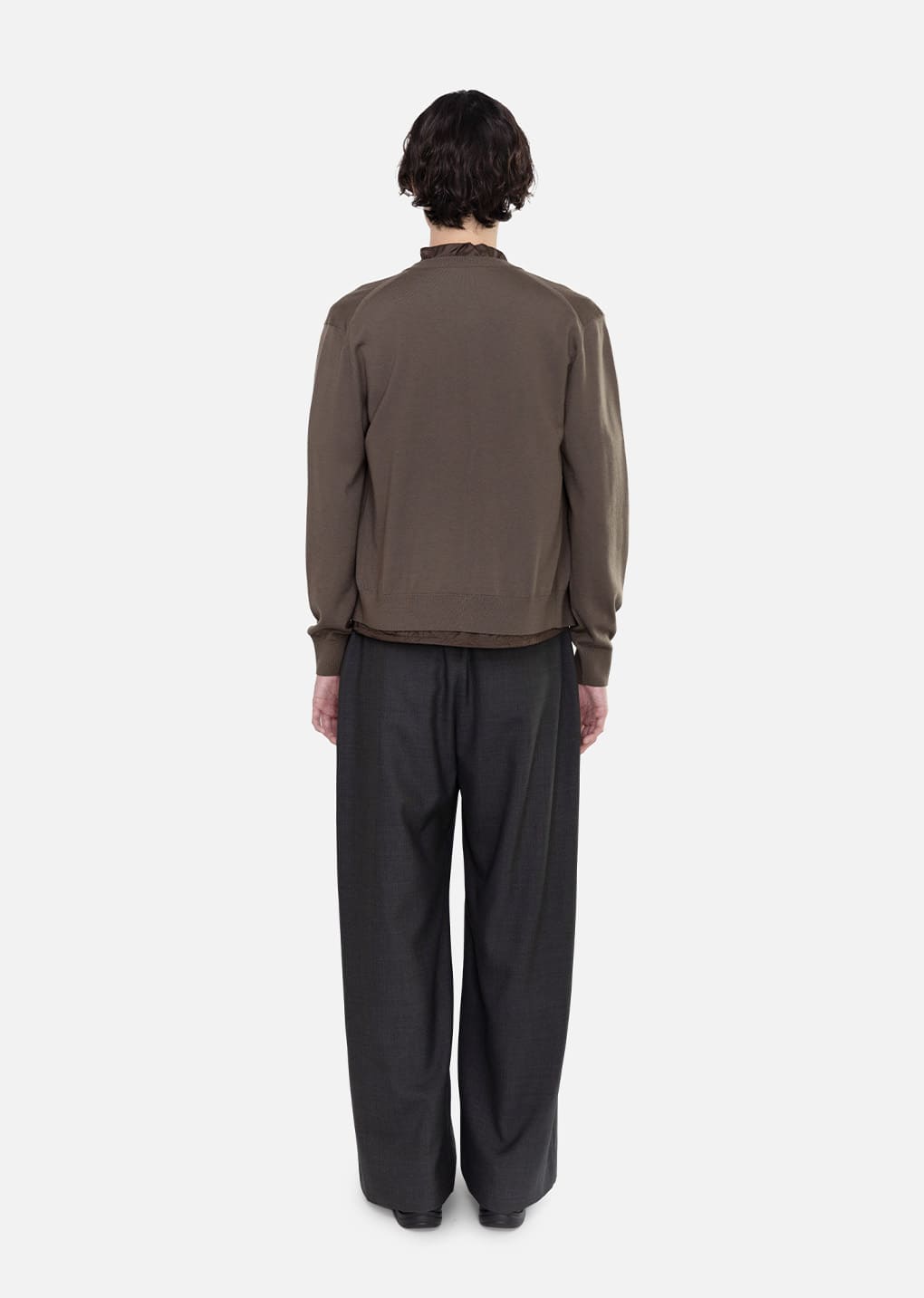 men's wool banding pants, charcoal