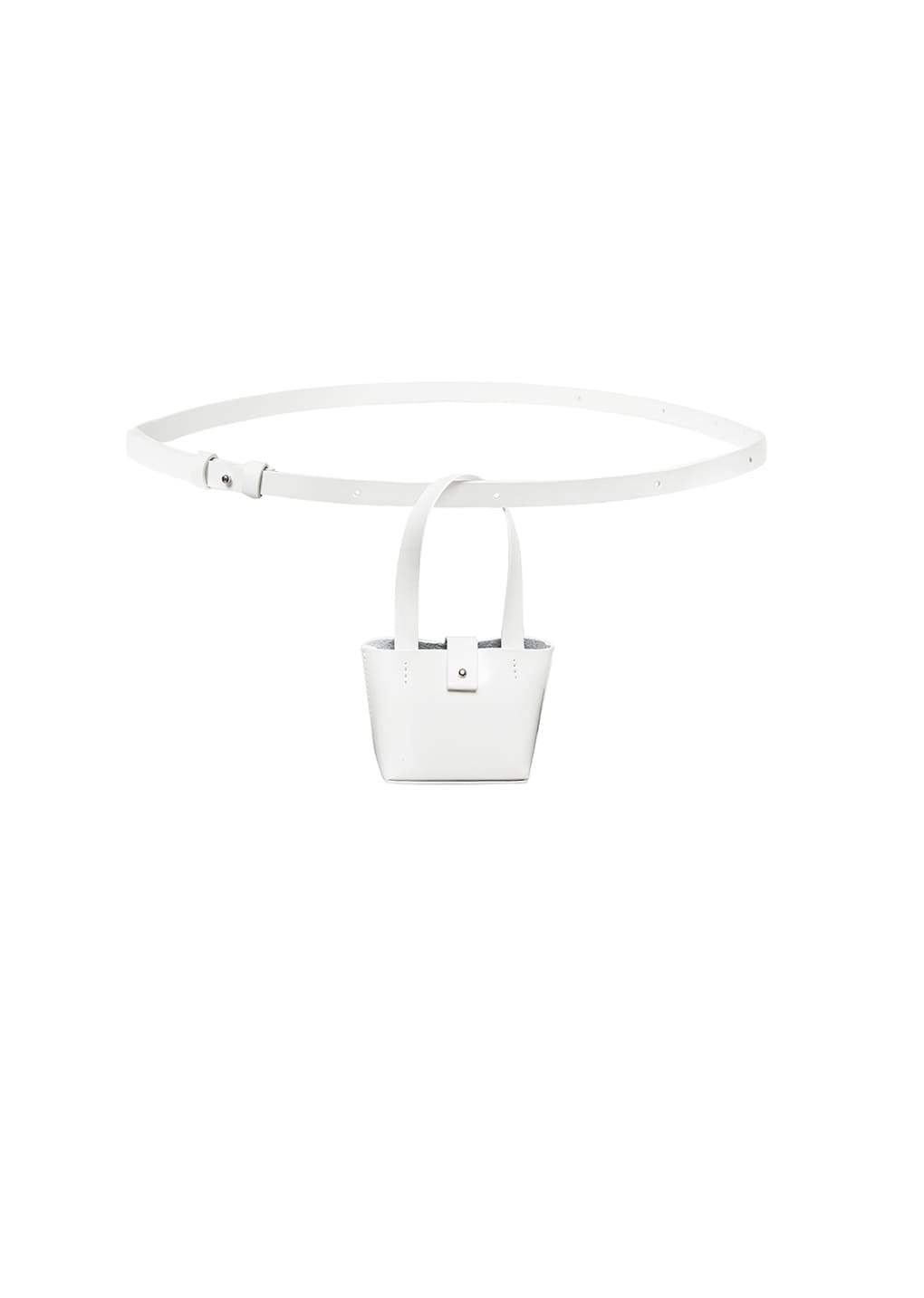micro square leather bag, white