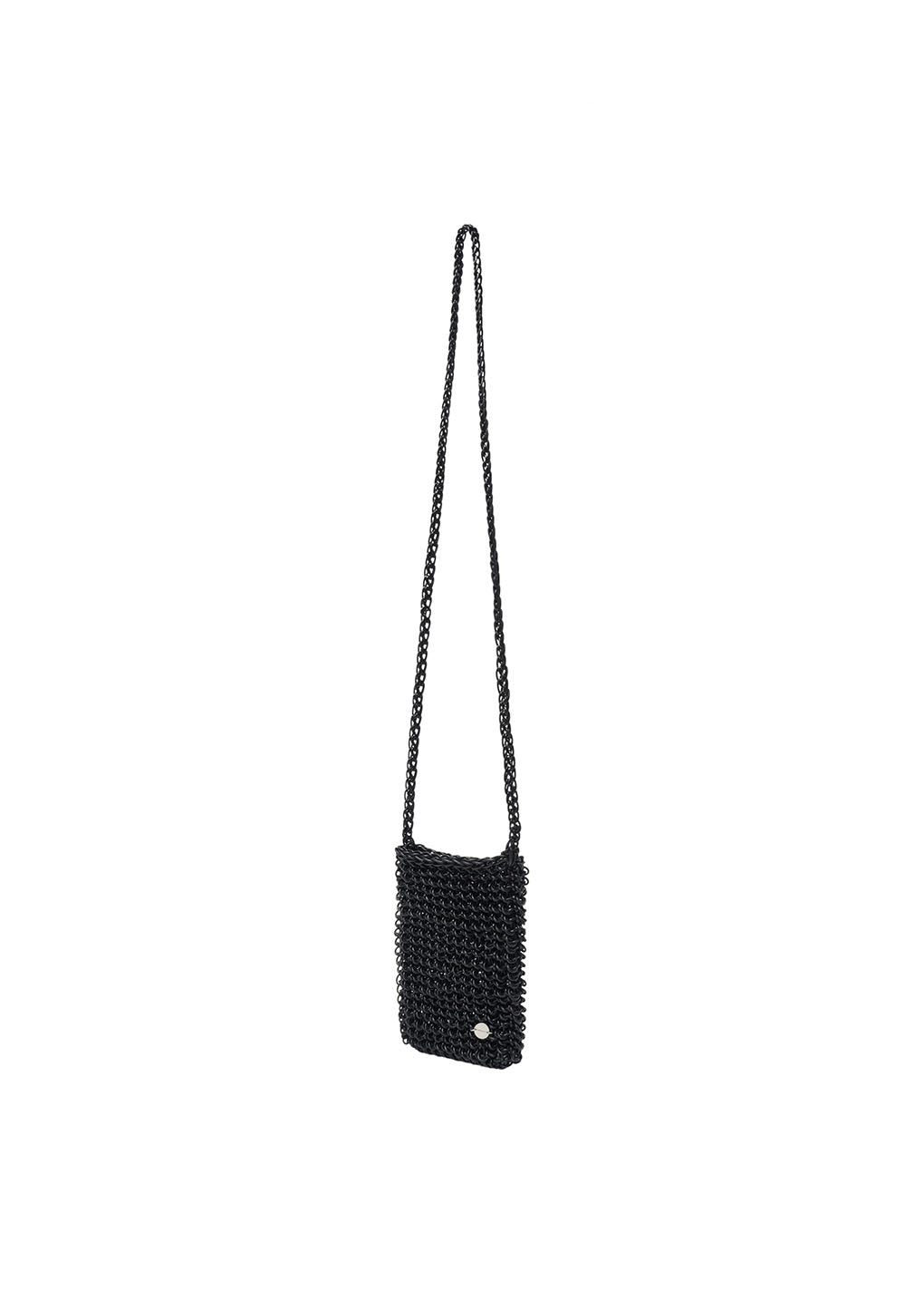 mini handmade leather net bag, black hover