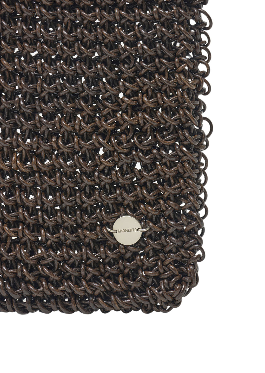 mini handmade leather net bag, brown