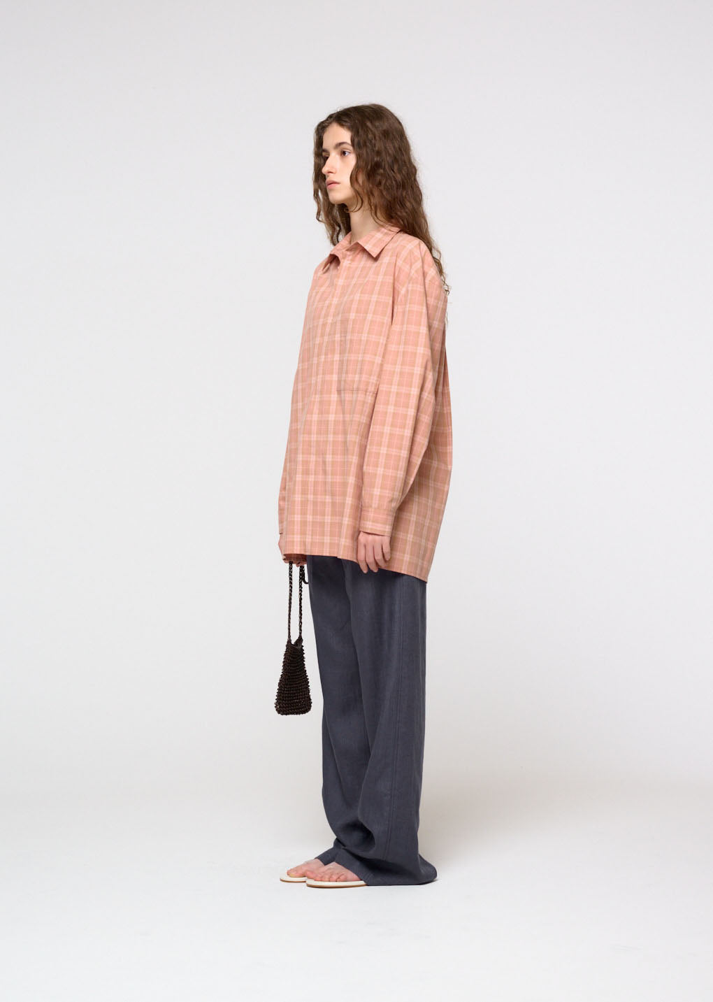 mini handmade leather net bag, brown