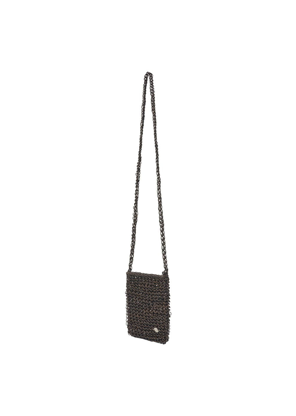 mini handmade leather net bag, brown