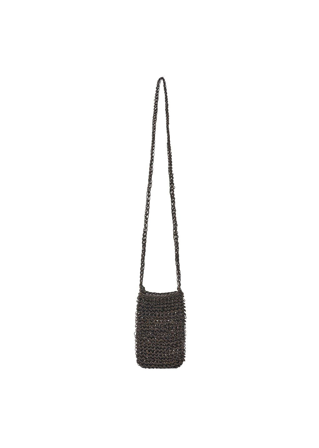 mini handmade leather net bag, brown